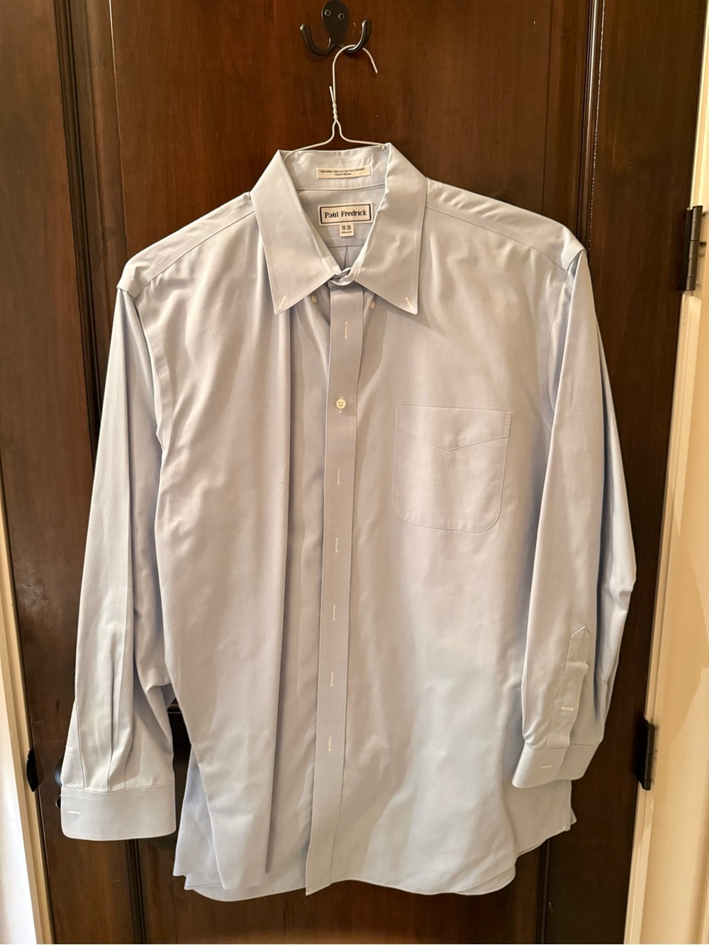 Paul Fredrick Pale Blue Men's Dress Shirt with Chest Pocket